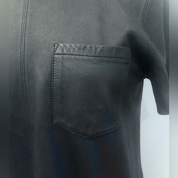 New AG Adriano Goldschmied Black Leather T Shirt Size S - Picture 4 of 7